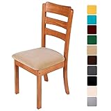 Homaxy Stuhlbezug Sitzfläche Samt Weich Sitzbezug Stuhl Stretch-sitzbezüge für Esszimmerstühle Abwaschbar Schonbezug Hussen für Stühle- 2er Set, Cream