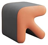 EnixWh Schuhschrank, gepolsterter Ottoman, Bequeme Fußstütze aus technischem Stoff, pfeilförmiger Schuhhocker im Schlafzimmer, Flur, Wohnzimmer, 5 Farben (Farbe: Grau + Orange, Größe: 35 x 32 x 35