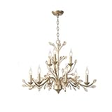 ERNP E14 Vintage-Kristallleuchter, Kerzenleuchter, antiker Luxus-Kronleuchter, Country-Restaurant-Kronleuchter, transparente Kristall-Deckenleuchte, Insel-Lampe, Bronze-Finish, Shakin 9 Kopf