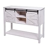 Mendler Kommode HWC-D57AM, Schiebetürenschrank Sideboard Schrank, Shabby-Look Vintage 81x102x34cm - weiß