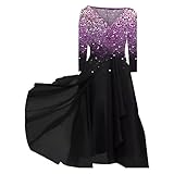 Damen Abendkleid Elegant Ballkleid Sexy Prinzessin Brautjungfer Kleid Rüschen Bodycon Party Bleistiftkleid Businesskleider Abschlussballkleid Frauen für Festlich Hochzeit Cocktail Party E1-Lila,L