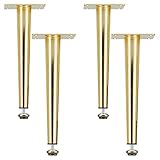 YJRZYQKXKL Bett Füße Gold, Couchtisch Beine 4 Stück Möbelfüsse Möbelfüße, Tragfähigkeit: 800KG, Mobelbeine Verstellbar Schrank füße Sockelfuß Konisch Bettgestelle Beine Mit Schrauben (15cm,Gold)