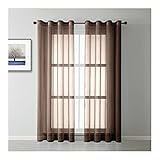 Homxi Vorhänge Schlafzimmer Transparent 2er Set 2 x 132Wx229L cm,Gardinen Schlafzimmer Transparent Kaffee Einfarbig Ösen Gardinen