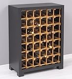 Casa Padrino Landhausstil Massivholz Weinschrank Schwarz/Naturfarben 68 x 35 x H. 68 cm - Massivholz Weinregal im Landhausstil - Massivholz Bar Möbel - Landhausstil Bar Möbel