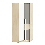 Lomadox Kinderzimmer Kleiderschrank Eckschrank Fjord Buche Nb. mit Fronten in weiß und platingrau, B/H/T: ca. 82/199/82 cm