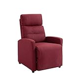 Mingone Fernsehsessel Relaxsessel TV Sessel Modern Schmal Loungesessel Liegesessel mit 155° Liegefunktion bis 150kg aus Leinenstoff, Rot