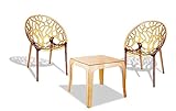 CLP Outdoor-Sitzgruppe Arendal I 2 Stapelbare Stühle Und 1 Stapelbarer Tisch I Gartenmöbel Aus Pflegeleichtem Kunststoff, Farbe:Bernstein