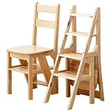 Klappbarer Bibliotheksleiter Aus Massivholz Trittleitern Trittstuhl Faltbarer 4-Stufen-Hocker Zweizweck-Trittleitern 4-Stufen-Kletterstufen-Ausstellungsständer Blumenständer ( Color : Wood , S : 46x35