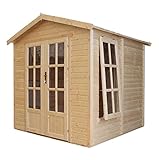TIMBELA Garten Holzhaus, Großes multifunktionales Holz Gartenhaus B233xT222xH233 cm, Modernes Gartenhaus als Home-Office, Abschließbares Gartenhaus, Home Office im Garten oder Garten-Studio M351FB