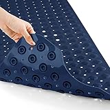 Yimobra Badewannenmatte, Extra Lang Badematte für Wanne Anti-Rutsch mit Abflusslöchern, Saugnäpfen, Phthalatfrei, Latexfrei, BPA-frei und Maschinenwaschbar (100 x 40 cm, Navy Blau)