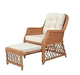 Yiibcio Sessel Freizeit Sofa Stühle Rattansessel mit Fußstütze Relaxsessel Fernsehsessel Sessel Rattan Korbsessel für Büro, Schlafzimmer, Küche, Wohnzimmer, Eingang (Color : Mit Kissen)