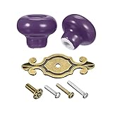 sourcing map Keramik-Schubladenknöpfe, Vintage-Griffe, 32 mm Durchmesser, Knauf für Kommoden, Schränke, Kleiderschränke, W Basis und Schrauben, Violett