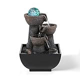 Dyna-Living Tischbrunnen mit Rollender Kugel, Tischplatte Zimmerbrunnen Wasserfall Brunnen für Indoor Wasserbrunnen für Home Office Decor, Polyresin