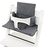 BAMBINIWELT Ersatzbezug Bezug Sitzkissen Kissen-Set Sitzverkleinerer kompatibel mit STOKKE Tripp Trapp für Hochstuhl-Kinderstuhl ORG. MELIERT (meliert dunkelgrau ORG.)