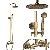 HomeLava Duscharmatur Antik Messing Duschset Duschsystem mit 8 Zoll Duschkopf und Handbrause für Badezimmer