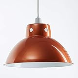 Lampenschirm im RetroDesign – einfach anzubringender Pendelschirm für vorhandene Deckenleuchte – MetallDeckenleuchte – Lampenschirm für Deckenleuchte – weiße Innenseite – MetallLampenschirm