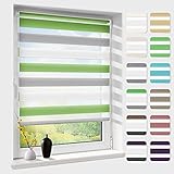 Doppelrollo klemmfix ohne Bohren, Duo Rollos für Fenster & Tür mit Bohren, Weiß Grau Grün 90x120cm (BxH), Fensterrollo lichtdurchlässig & verdunkelnd, Klemmrollo Sonnenschutz & Sichtschutz