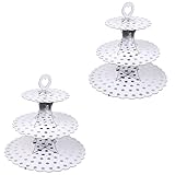 Cupcake-Ständer aus Pappe, 3 Ebenen, Dessert-Ständer, silberfarben, gepunktet, 2 Packungen, Hochzeit, Partyzubehör, 3 Etagen