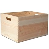 Creative Deco XXL Große Holzkiste Obstkiste Korb | 40x30x24cm (+/-1cm) | mit Griffen | ohne Deckel | Hölzernen Kasten Unlackiert Holzbox Kiste | Ideal für Dokumente Wertsachen Spielzeuge und Werkzeuge