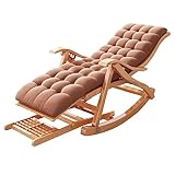 Lanmmraifc Sonnenliege Liegestuhl Klappbar Gartenstuhl Mit Auflage, Liegestuhl, Extra groß Gartenliege, Verstellbar Rückenlehne Garten Liege Schaukelliege, Braun