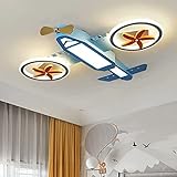HWSY Deckenleuchte Led Dimmbare Kinderzimmerlampe Kreatives Flugzeugdesign Deckenlampe Mit Fernbedienung Junge Mädchen Schlafzimmer Acryl Kronleuchter Esszimmer Wohnzimmer Kindergarten Decke,Blau (6