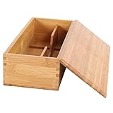 JTBDWOSK Besteckkasten Besteckhalter Ordnungsbox, Japanischer Stil Holz Essstäbchen Aufbewahrungsbox mit Deckel für Küche, Stapelbarer Schubladen Organizer für Besteck Und Küchenutensilien,Beige