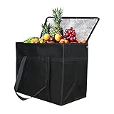 ZHIYUQL Kühltasche Einkaufstasche Groß Faltbare Kühltasche 30L Isoliertasche für Outdoor Reisen Picknicktasche Lebensmitteltransport Lebensmittellieferbeutel(Schwarz)