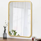 AOAOPQ Wand Badezimmer Spiegel Holzrahmen Wandspiegel Wohnzimmer Badezimmer und Schloss mit rechteckigen Wandspiegel 40x50 cm Gold