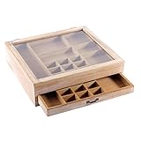 DESIGN DELIGHTS SCHMUCKKASTEN | 40x37 cm, Holz | Setzkasten, Sortierkiste, Aufbewahrungskiste, Sammelkiste, Holz Vitrine, Utensilienkoffer, Sortierbox, Schmuck Kiste