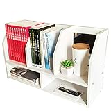 YANGFH Schlichtes Schreibtisch-Bücherregal, einfaches Tischregal, Bücherregal, Lagerregal, kleines Bücherregal, 60 x 20 x 35 cm, Bücherregal (Farbe: Weiß)