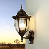 Licht-Erlebnisse Nostalgische Außenwandleuchte mit Bewegungsmelder XXL in Kupfer Antik E27 IP44 Wandlampe Landhaus MILANO Hof