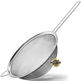Walfos Feinmaschensiebe, Premium-Edelstahlsiebe und -siebe, mit verstärktem Rahmen und stabilem Griff, perfekt zum Sieben, Abseihen, Abtropfen und Spülen von Gemüse, Pasta und Tee (24 cm)
