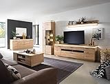 expendio Wohnzimmer Burgos 42 Balkeneiche Bianco teilmassiv 5-teilig Wohnwand LED TV-Wand Wohnmöbel mit Beleuchtung, Set-Inhalt:ohne Rückwandbeleuchtung