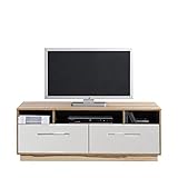 Tv Schrank Monsun MN8 Fernsehenschrank Lowboard Unterschrank mit 2 Schubladen (Nußbaum Baltimore/Weiß Matt)