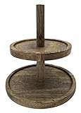 Spetebo Mangoholz Etagere mit 2 Ablagen - 25 cm - Servierständer aus Holz - Massivholz Etagenständer Servierplatte Obst Snack Dessert Muffin Ständer lebensmittelecht