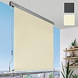 Sol Royal Senkrechtmarkise 160x250 cm MS5 Markise – Robuster Balkonsichtschutz Abnehmbare Handkurbel Wasserabweisender Sonnenschutz Terrasse Balkon Garten Wetterfeste Vertikalmarkise Beige