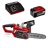 Einhell Akku-Kettensäge GE-LC 18/25 Li Power X-Change (18V, OREGON Qualitätsschwert/-kette, Rückschlagschutz, Kettenfangbolzen, inkl. 5,2 Ah Akku und Fastcharger)