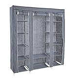 ESTEXO Kleiderschrank Faltschrank 150x45x175 cm Faltkleiderschrank Stoffkleiderschrank Stoffschrank Campingschrank Schrank Kleiderregal Grau