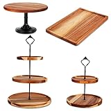 Weysat 4-teiliges Holz-Kuchenständer-Set aus Holz, Dessertständer, 2 Ebenen und 3 Etagen, rustikale Cupcake-Ständer, Cupcake-Turm, Dessert-Display-Tablett für Babyparty, Teeparty, Bauernhaus-Dekor