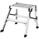 Leiter Typ A Klappleiter, Breite Pedale, Robust Und Zuverlässig Für Heimbüro-Stufenleitern, 220 Pfund Trittleiter (Color : Silver, Size : 2-Step Ladders)