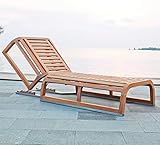 Teako Design Gartenliege Alpes Teak unbehandeltes Massivholz Wetterfest Teakholz Sonnenliege Saunaliege verstellbar