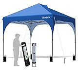 VOYSIGN Pop-Up-Zelt, 25,4 x 25,4 cm, Sonnenschutz, für den Außenbereich, Blau, inklusive 1 x Rolltasche, 4 x Gewichtstaschen, 4 x Abspannleinen, 8 x Heringe