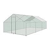 Hühnerstall, Hühnerkäfig, Haustierkäfig Kleines Tierhaus, Vogelkäfig, Kleintiergehege, Stahl Verzinkt Kleintierstall Freilauf Vogelkäfig, Wasserdichtes und UV-beständiges, 3m(W) X 6m(L) X 1.95m(H)