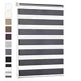 Blumtal Doppelrollo 80 x 130-155cm -  Klemmfix Rollo, Rollos für Fenster ohne Bohren, Klemmrollo für Fenster & Türen, Seitenzugrollo, Anthrazit