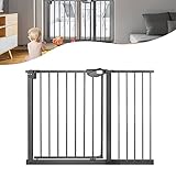 YARDIN Treppenschutzgitter Türschutzgitter Kinder Ohne Bohren, Doppelschloss Schutzgitter Klemmgitter für Kinder und Haustiere, 90° Stop, Einhändiges Öffnen, Schließt Automatisch - Schwarz, 105-115cm
