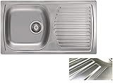 VBChome: Einbauspüle 780 x 435 mm Camping Küchenspüle - Leinenstruktur Alveus Basic 170 Spülbecken EDELSTAHL Abtropffläche Camping Küchenspüle Ablaufgarnitur fi114