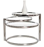 DuNord Design Beistelltisch Glas Chrom Couchtisch Art Deco Design Retro