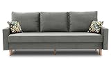 BETTSO -Schlafsofa Kippsofa Sofa Samt mit Schlaffunktion Klappsofa Bettfunktion mit Bettkasten Couchgarnitur Couch Sofagarnitur-ATENA PRO (Hellgrau)