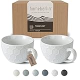 HOMEBERLIN® Design Cappuccino Tassen Set | 200ml | Kaffeetasse aus hochwertigem Steingut | Extra dickwandige Tasse | Modernes Kaffeetassen Set aus 100% Handfertigung