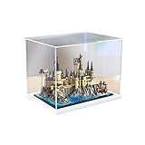 Acryl Display Box für LEGO 76419 Harry Potter Hogwarts Schloss und Hof Modell, Display Box Aufbewahrungsbox Staubbox (Steine nicht enthalten) (weißer Boden)